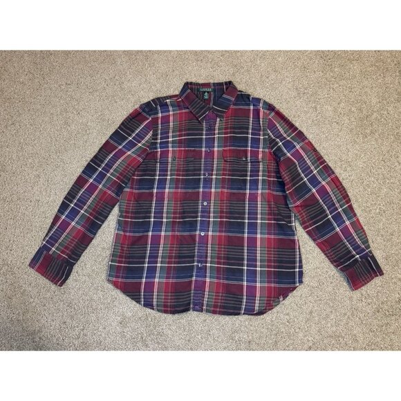 VTG RALPH LAUREN Button Shirt Plaid Tartan Holiday Festive Casual Western XL - Picture 1 of 8